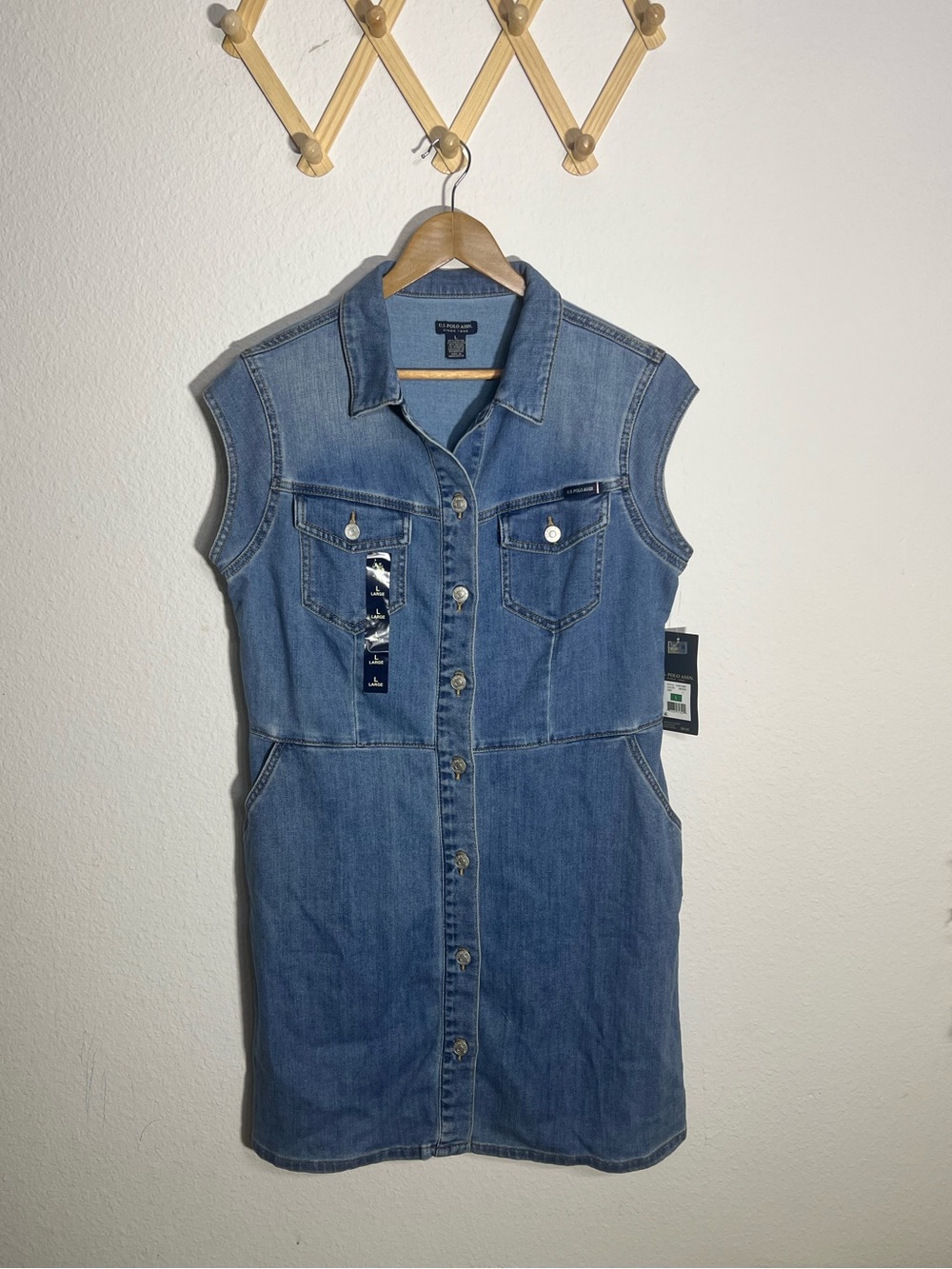 U.S POLO ASSN • NWT blue denim sleeveless shirt dress